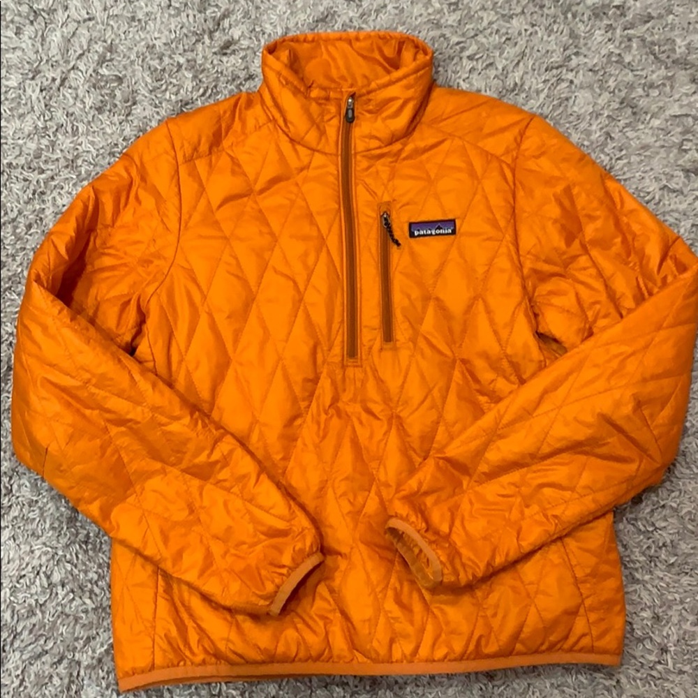 Orange Down Patagonia 1/4 Zip Jacket